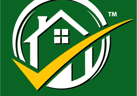 our logo house with circle and tick